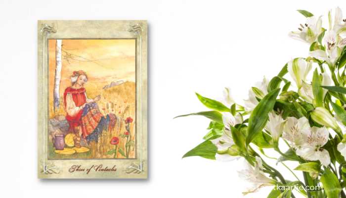 Pentakels 3 van de Llewellyn Tarot pentakels 3